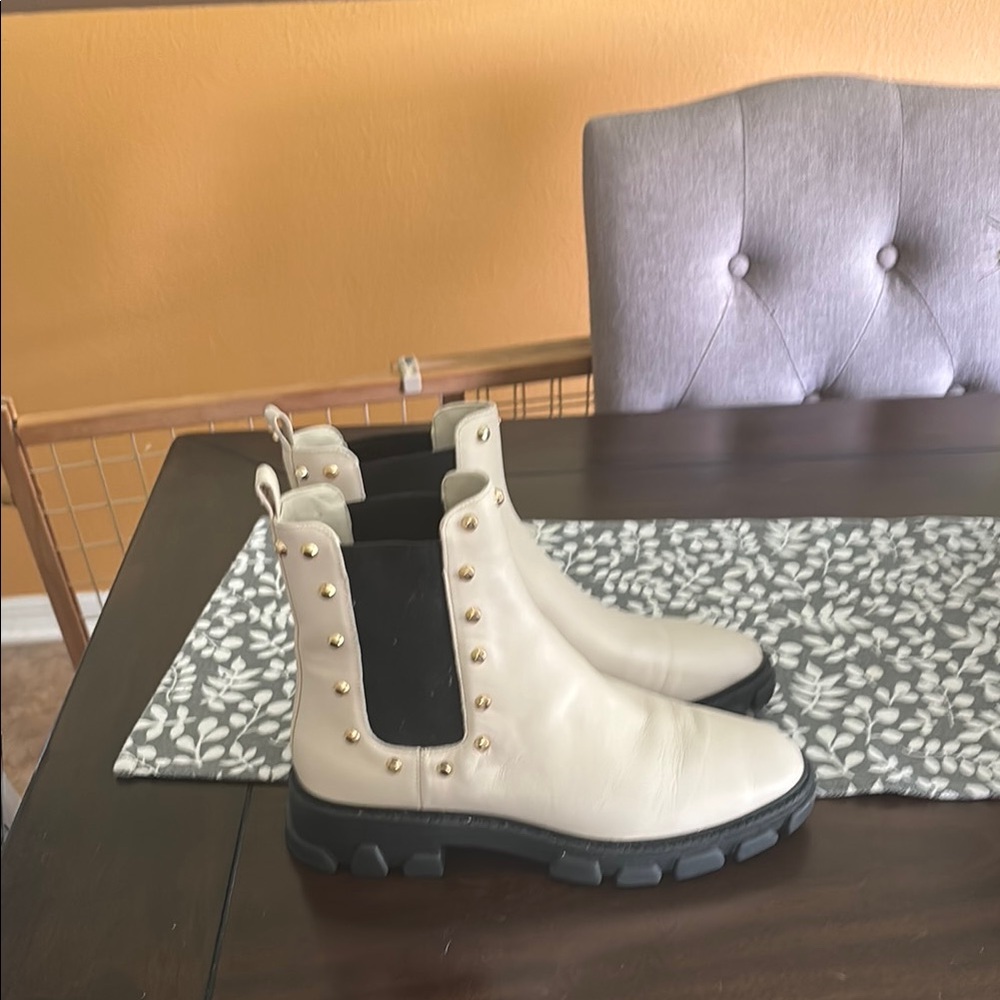 Michael Kors Cream and Black Ankle Booties with Slip-On Design